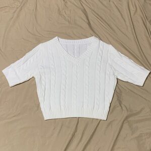 White Cable Knit Women's Sweater